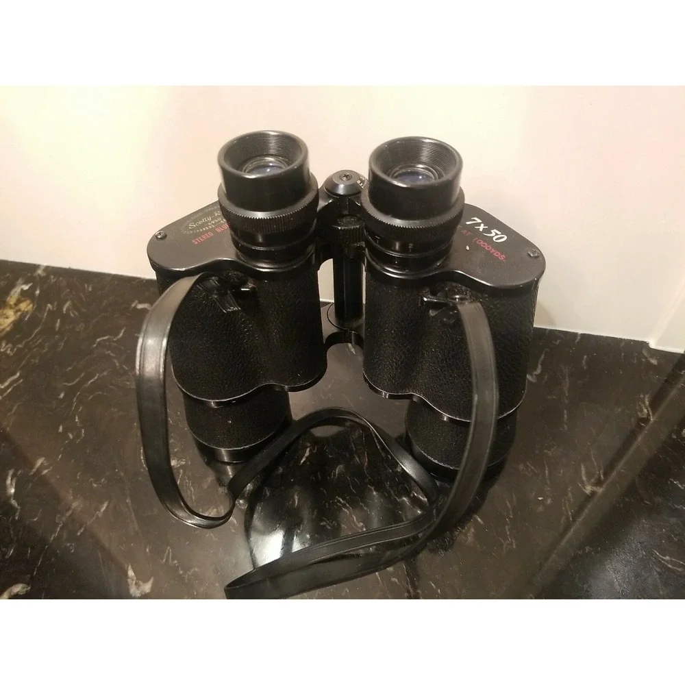 Vintage 60s SCOTTY-ROSS 6950 BINOCULARS 7x50 Stereo Blue Coated Made in JAPAN